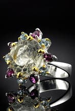 Amethist - Zilver - Ring - Floral Halo