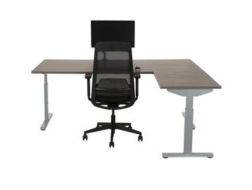 Hoekbureau recht TUBE grijs-donkergrijs eiken 160x160, Ophalen of Verzenden, Nieuw in verpakking