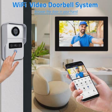 Draadloos Wifi Videodeurbel Systeem met 7" Touchscreen & 108, Verzenden, Nieuw