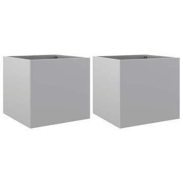 Zilveren plantenbakken 2st - Nu 45% korting!, Minder dan 30 cm, Minder dan 60 cm, Vierkant, Ophalen of Verzenden
