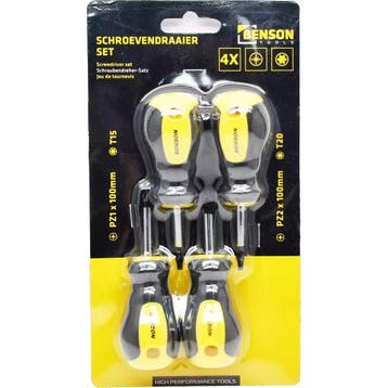 Benson Stubby schroevendraaierset - 4-delig - Softgrip -..., Ophalen of Verzenden, Nieuw