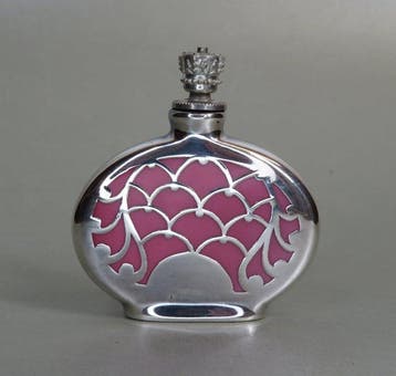 Chique Art Deco parfumflesje (Crowntop) - Parfumfles - .1000, Antiek en Kunst