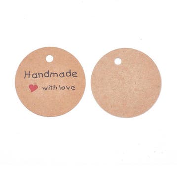 50 x Stevige bruine labels handmade with love 45mm x 0,4m..., Ophalen of Verzenden, Nieuw