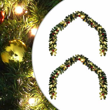 vidaXL Kerstkrans 2 st 600 LEDs Groen 20 m PVC, Diversen, Kerst, Verzenden, Nieuw