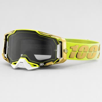 Crossbril 100% Armega - Fluo Geel / Goud, Motoren, Kleding | Motorkleding, Verzenden, Nieuw met kaartje, Motorcrosskleding, 100%