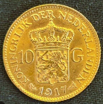 Nederland. Wilhelmina. 10 Gulden 1917