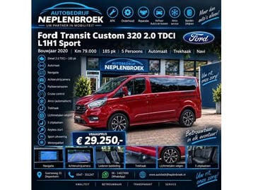 Ford Transit Custom | Zakelijke Lease v.a. €543.82 pm, Automaat, Gebruikt, Euro 6, Leder