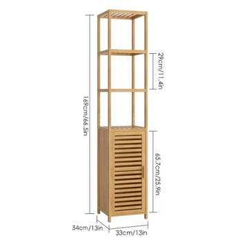 Hoge Badkamerkast van Bamboe – 169x33x34cm – 100% Natuurlijk, (Half)hoge kast, Minder dan 50 cm, Verzenden, Nieuw