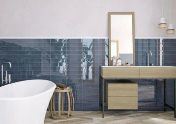 Wandtegel Equipe Cerámica Colonial Blauw Glans 7,5x30, Nieuw, 20 tot 40 cm, 10 m² of meer, Wandtegels