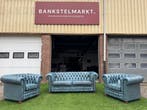 Bankstel Springvale Chesterfield Rossendale jeans blauw leer, Zo goed als nieuw, Leer, Design