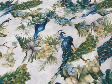 Tropische regaliteit – Het gezang van de pauw - Meubelstof -