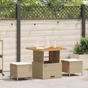 vidaXL Tuin eettafelset 3 st Beige poly rattan, Verzenden, Nieuw, Rotan, 3 zitplaatsen
