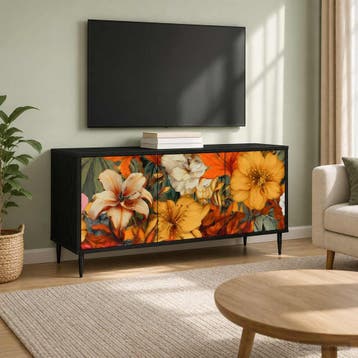 vidaXL Tv-meubel GENNEP 102 x 33 x 51 cm Zwart eiken Bewerkt, Minder dan 50 cm, Verzenden, Nieuw, Minder dan 100 cm