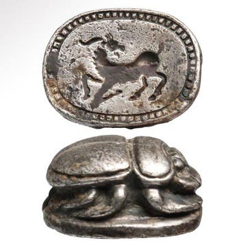 Oud-Grieks Zilver Skarabeet met Hert