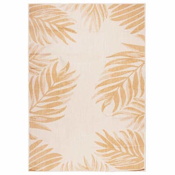 vidaXL Buitenkleed met bladpatroon platgeweven 120x170 cm, Verzenden, Nieuw, Geel