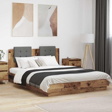 vidaXL Bedframe met Hoofdeinde Oud Hout 140 x 200 cm Bewerkt, Bruin, Verzenden, Hout, Nieuw