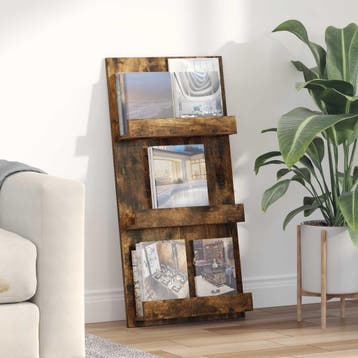 vidaXL Tijdschrift Rek Gerookt eiken 51 x 11 x 102 cm, Verzenden, Nieuw