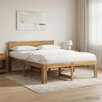 vidaXL Tweepersoonsbed met hoofdeinde ROSTOCK Witgewassen, Verzenden, Wit, Hout, Nieuw