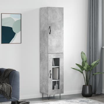 vidaXL buffetkast 34,5x34x180 cm bewerkt hout betongrijs, Minder dan 50 cm, Verzenden, Nieuw, Minder dan 100 cm