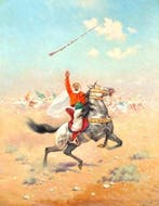Jules Monges (1855-1934) - Fantasia – Cavalier arabe au