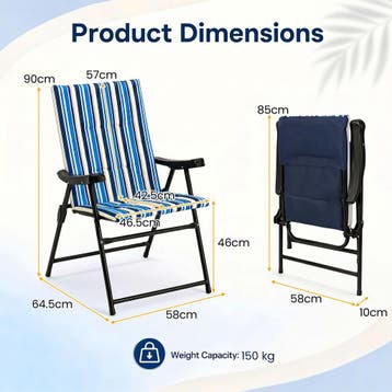2dekans | Opvouwbare Strandstoelen Set van 2 - Blauw/Groen -, Ophalen of Verzenden, Zo goed als nieuw