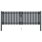 vidaXL Dubbele poort met deur staal 300x100 cm antraciet, Tuin en Terras, Tuinpoorten, Verzenden, Nieuw