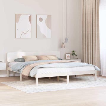 vidaXL Bedframe met hoofdeinde Wit 180 x 200 cm Massief, Huis en Inrichting, Verzenden, Wit, Hout, Nieuw