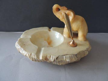 Asbak - Zeer mooie en zware vintage asbak van albast,, Antiek en Kunst