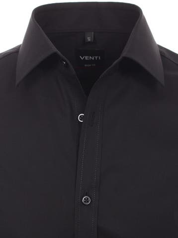 Venti Overhemd Zwart Body Fit Kent Kraag 001420-800, Verzenden, Nieuw, Zwart