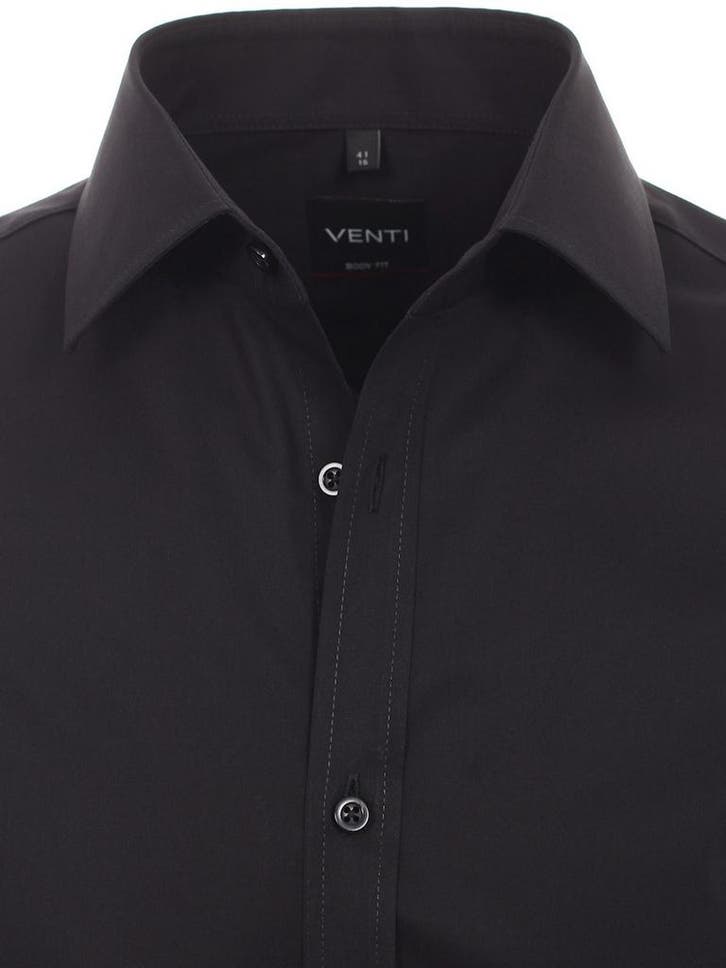 Venti Overhemd Zwart Body Fit Kent Kraag 001420-800, Kleding | Heren, Overhemden, Zwart, Nieuw, Verzenden