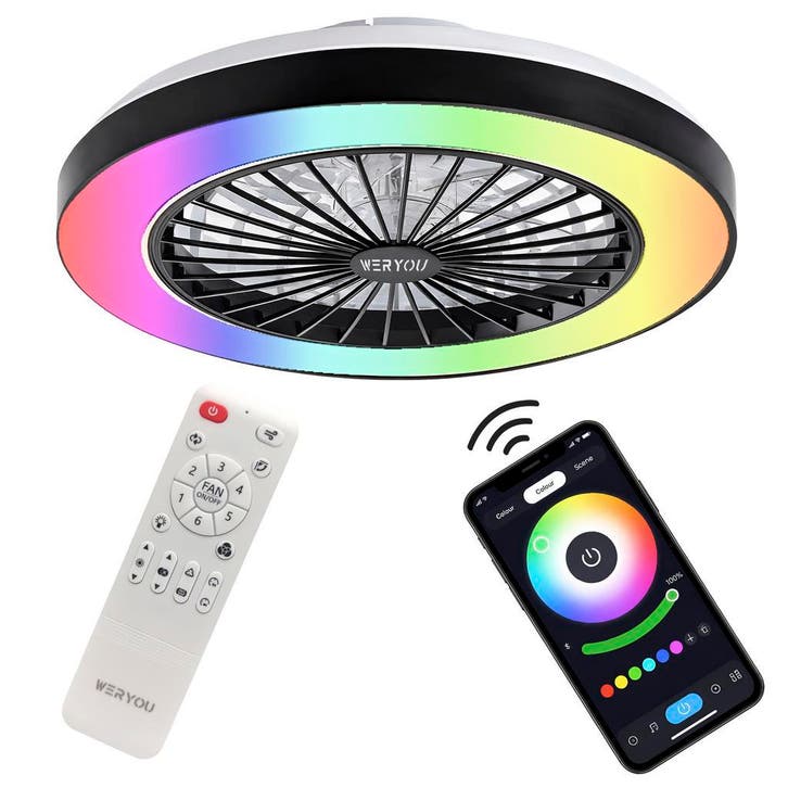 Plafondventilator met verlichting | RGB | Afstandsbediening, Witgoed en Apparatuur, Ventilatoren, Ventilator met afstandsbediening