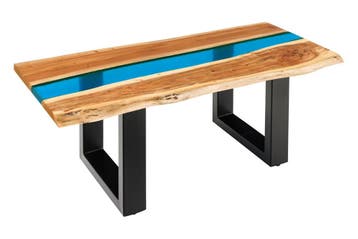 Salontafel LIQUID 110cm acaciahout blauwe epoxystrip - 45680, Ophalen of Verzenden, Nieuw