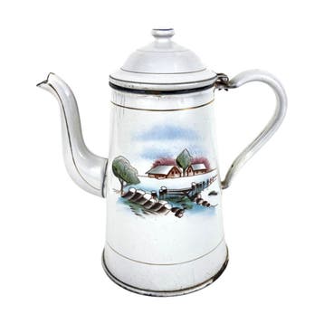 Brocante emaille koffiekan