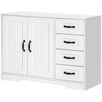 TRUUSK Wit Sideboard met 4 Laden - Verstelbare Plank - Kante, Verzenden, Nieuw