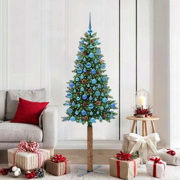 vidaXL Slanke Kerstboom Groen 180 cm PVC en massief, Diversen, Verzenden, Nieuw
