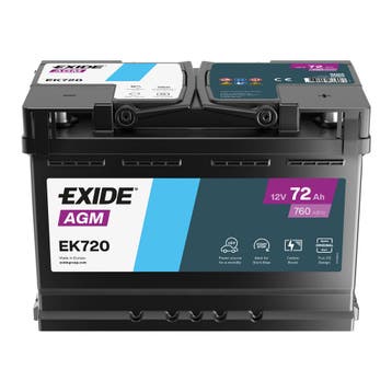 Exide AGM accu | EK720 | 12V 72Ah, Ophalen of Verzenden, Nieuw