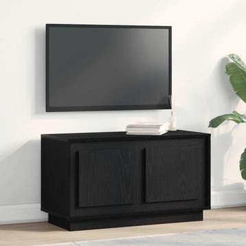 vidaXL TV-kast 80 x 35 x 45 cm Zwart eiken Bewerkt hout, Huis en Inrichting, Minder dan 50 cm, Verzenden, Nieuw, Minder dan 100 cm