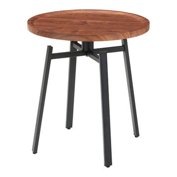 Bijzettafel Mippeena rond Ø50 cm walnootkleurig en zwart [en, Verzenden, Nieuw