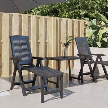 vidaXL Ligstoel kunststof antracietkleurig, Tuin en Terras, Verzenden, Nieuw