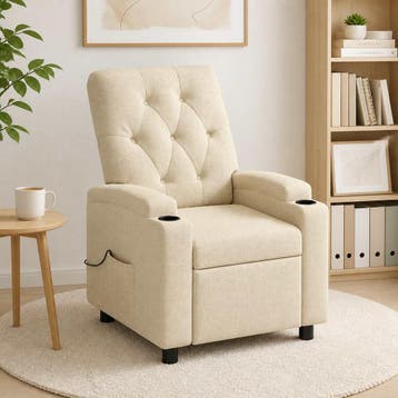 vidaXL Massage-relaxstoel Crèmekleurig 75 x 95 x 101 cm Stof, Verzenden, Nieuw