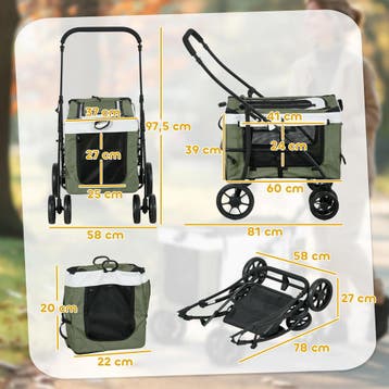 TRUUSK 2-in-1 Hondenwagen en Kattenbuggy - Opvouwbaar - Voor, Verzenden, Nieuw