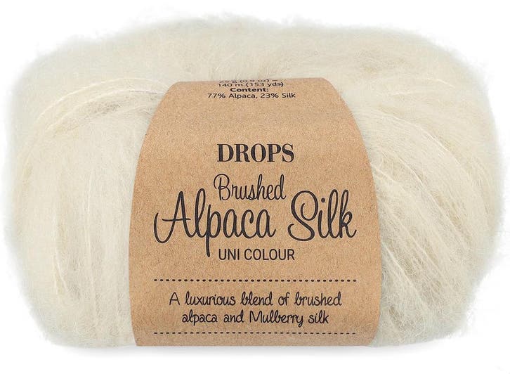 DROPS Brushed Alpaca Silk Uni Colour - 01 naturel - Wol Ga, Hobby en Vrije tijd, Breien en Haken, Ophalen of Verzenden