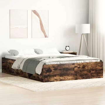vidaXL Bedframe gerookt eikenkleurig 120x200 cm, Bruin, Verzenden, Nieuw, Twijfelaar