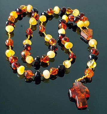 Rozenkrans - Amber, Baltisch Amber Rozenkrans - Handgemaakt, Antiek en Kunst