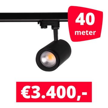 LED Railverlichting Easy Focus 25W Zwart 40 spots + 40M, Ophalen of Verzenden