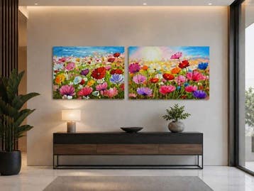 Jarol 70 x 100 cm - Díptico del Campo de Flores bajo el Sol