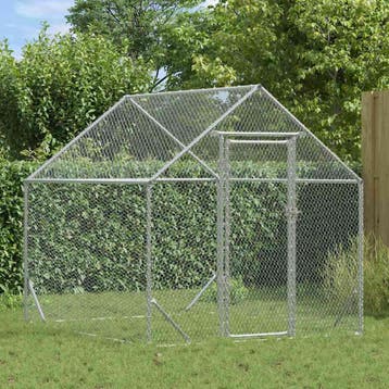 vidaXL Kippenhok Zilver 200 x 170 x 177 cm Gegalvaniseerd, Dieren en Toebehoren, Verzenden, Nieuw