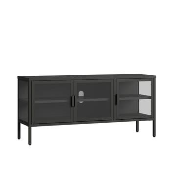 Vitrinekast Borshavisa staal 118x35x35 cm zwart [en.casa], Verzenden, Nieuw
