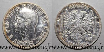 5 Leke Albanien Km 33 5 Lek 1939 R Gereinigt, Verzenden