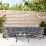 Loungeset Karg tuinset met kussens donkergrijs en rotan look, Verzenden, Nieuw